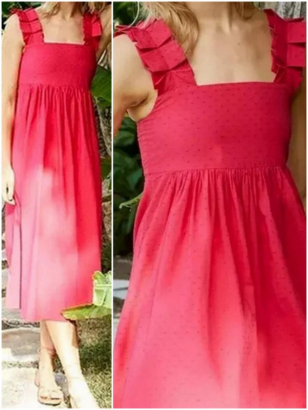 LAKE Lolly Swiss Dot Ruffle Shoulder Midi Dress